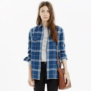 Madewell Blue Plaid Flannel Shirt Button Down XS